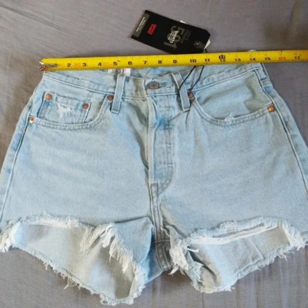 Levi's 501 Denim Shorts High Rise Button Fly Luxor - Picture 2 of 15